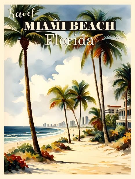 Miami Beach Travel Poster Free Stock Photo - Public Domain Pictures