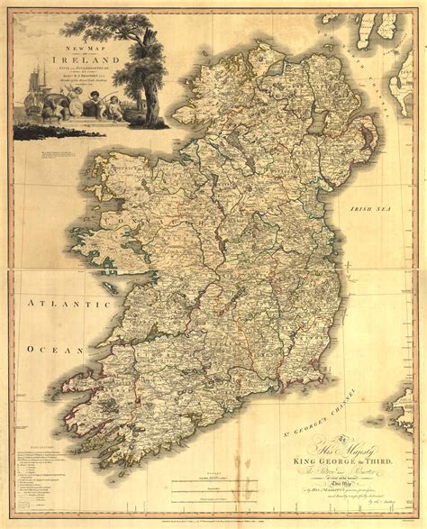 Ireland map, Vintage map, Old map