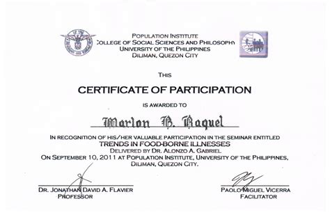 Tidbits and Bytes: Example of Certificate of Participation - Seminar on ...