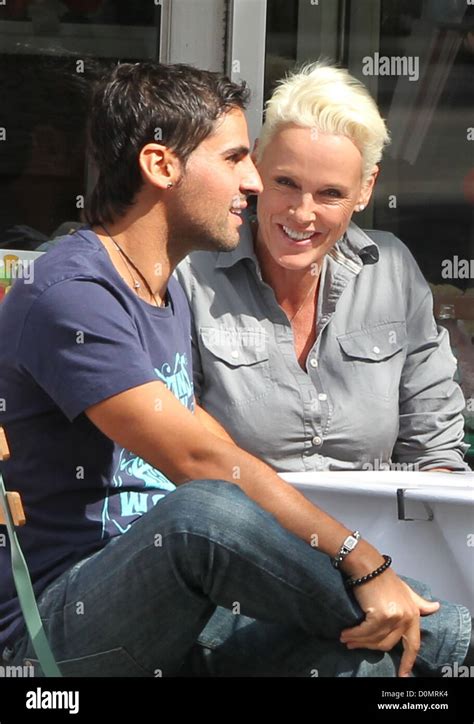 Brigitte Nielsen and her husband Mattia Dessi enjoy a romantic lunch ...