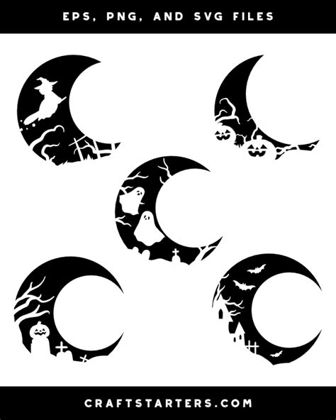 Halloween Crescent Moon Silhouette Clip Art