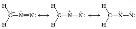 Following are three contributing structures for diazomethane, CH 2 N 2 . This molecule is used ...