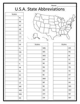 State Abbreviations Activities & Assessments State Abbreviations List & Practice