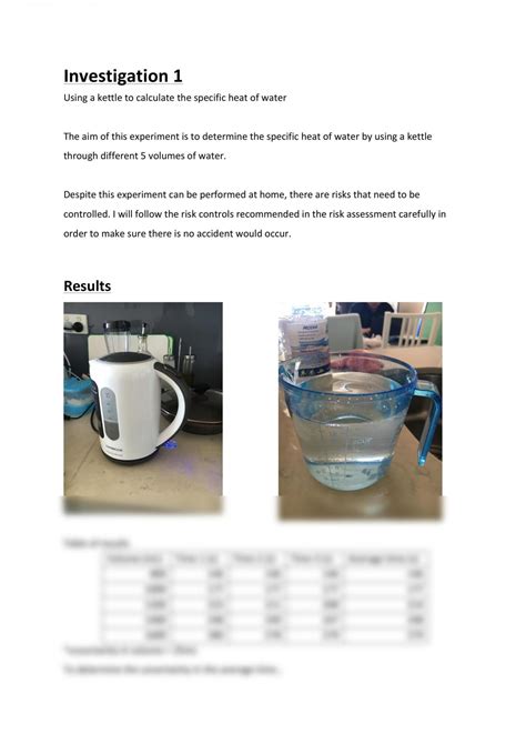 The Specific Heat of Water | PHYS1110 - Everyday Physics - UNSW | Thinkswap