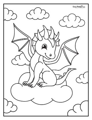 Simple Dragon Coloring Pages For Kids