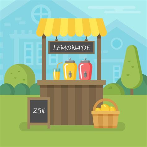 Lemonade stand flat illustration 328987 Vector Art at Vecteezy