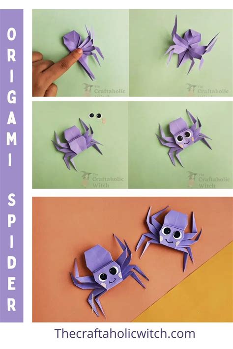 How to Fold Origami Spider (DIY Paper Spider + Video) | Origami, Origami crafts, Paper crafts diy