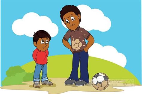 Family Clipart-cartoon style angry father gets hit with sons soccer ball