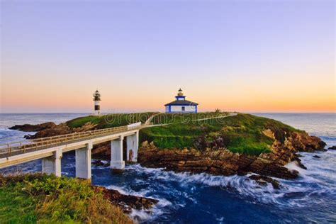 Illa pancha lighthouse stock image. Image of galicia - 158443589