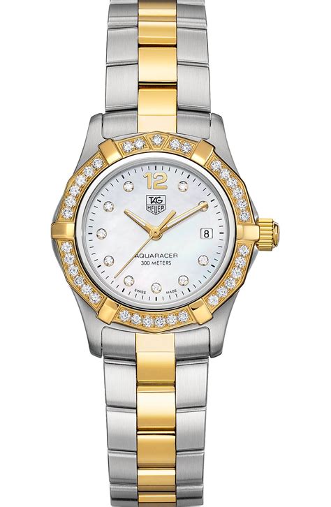 Tag Heuer Aquaracer 2-tone Diamond Watch in Silver (silver/ gold) | Lyst