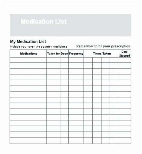 Printable Medication List For Wallet