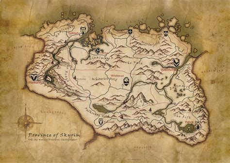 Skyrim Province Map the Elder Scrolls 5 High Quality A1/A2 - Etsy UK