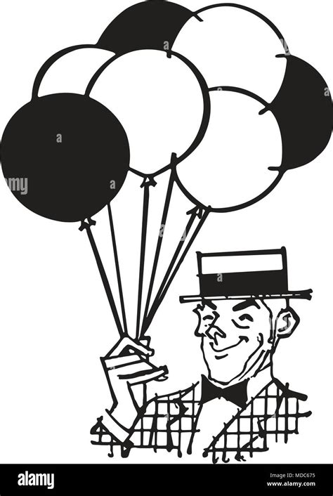 Balloon Man - Retro Clipart Illustration Stock Vector Image & Art - Alamy