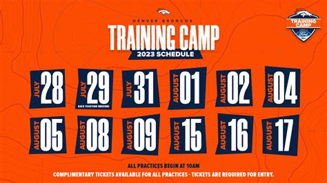 Broncos announce practice schedule for 2023 Training Camp powered by Ford