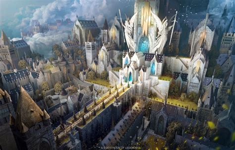 Wallpaper The city, Castle, City, Fantasy, Architecture, Art, Art, White, Castle, Illustration ...