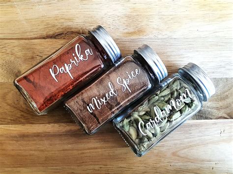 Spice Jar Labels Herb & Spice Vinyl Label Stickers Decals | Etsy UK