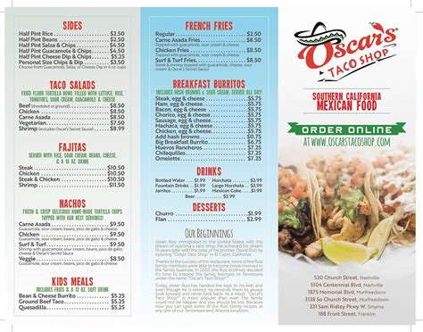 The Nations Menu - Oscar's Taco Shop