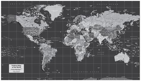 A Black And White World Map - United States Map