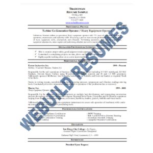 Tradesman - Resume Writing Package | Webuild Resumes