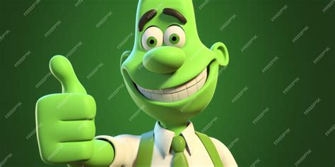 Premium AI Image | A green cartoon character with a green tie and a green suit with the words ...