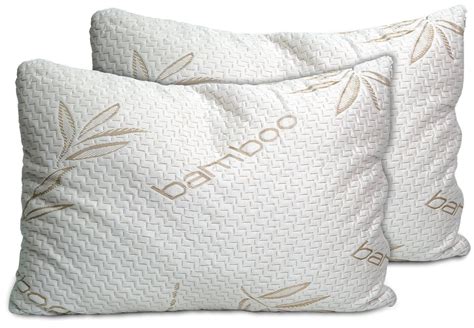 Sleepsia Bamboo Pillow (2 Pack Queen - 28" x 20") - Adjutable Shredded Memory Foam Pillow for ...