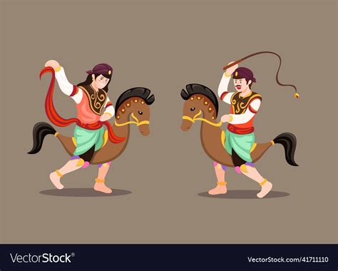 Kuda lumping indonesian traditional dance Vector Image