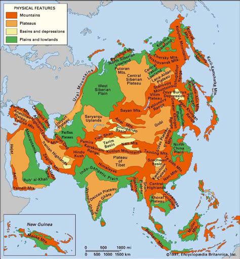 Asia Mountain Ranges Map