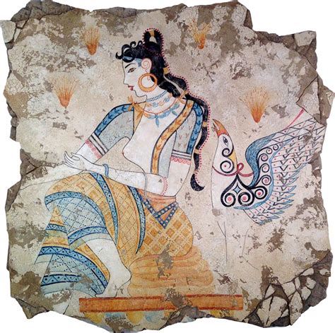 Saffron Goddess, Minoan (Santorini), Akrotiri Frescoes, c. 1600 B.C. [2185 × 2172] : r/ArtefactPorn