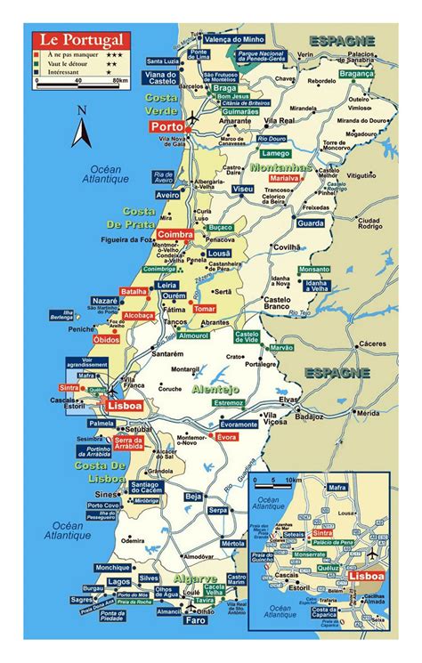 Detailed map of Portugal with roads and other marks | Portugal | Europe ...