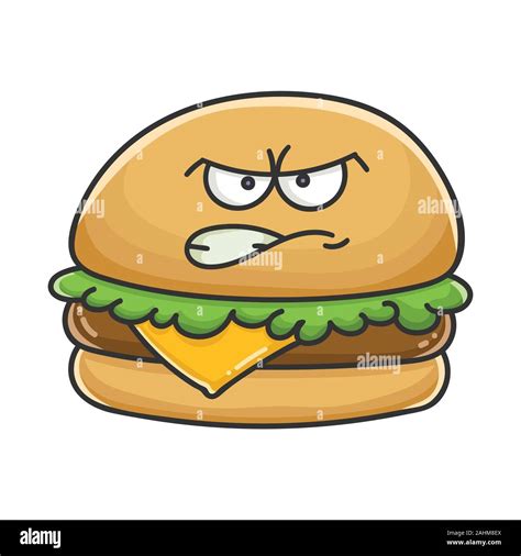 Mad angry cheese burger cartoon illustration isolated on white Stock ...