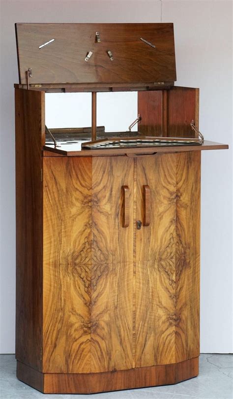 Art Deco Drinks Cupboard or Bar Cabinet of Burled Walnut from England ...