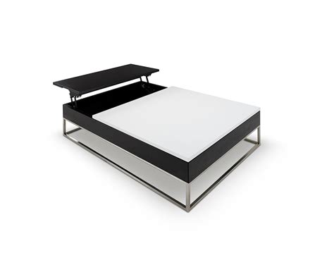P209A Modern White Coffee Table w/ Pull-Out Tray and Storage