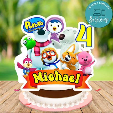 Pororo Cake Topper Template Printable DIY | Createpartylabels