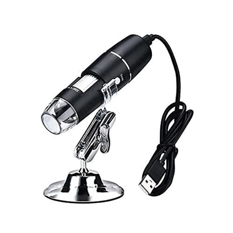 USB Digital Microscope 50X to 1600X, 8 LED Magnification Microscope Magnifier with Metal Stand ...