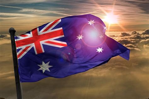 Premium Photo | The australia flag 3d rendering flag ghana on a sun backortund