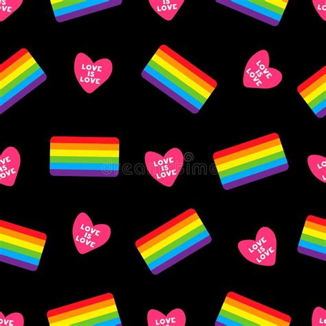 Colorful Seamless Pattern with Heart and LGBT Flag. Vector Seamless ...