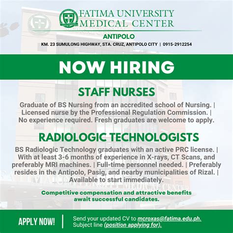 FUMC Antipolo Job Vacancies P2 09122022 | Fatima University Medical Center