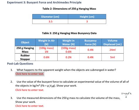 Solved Experiment 3: Buoyant Force and Archimedes Principle | Chegg.com