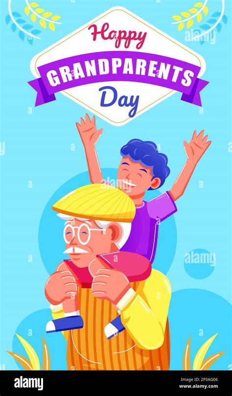 Happy Grandparents Day, grandpa holding his grandson. Perfect for events Stock Vector Image ...