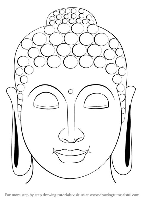 Learn How to Draw Buddha Face (Buddhism) Step by Step : Drawing Tutorials