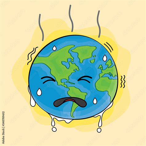 Global warming Cartoon Vector Illustration Hand Stock Vector | Adobe Stock