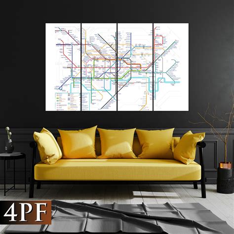 London Tube Map Canvas, Tube Map Wall Art, Subway Wall Decor, Metro Map ...