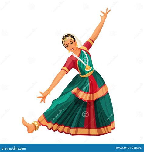 Solo Dance Performed by Girl with Hindi Accessories. Bharatanatyam Woman Stock Vector ...