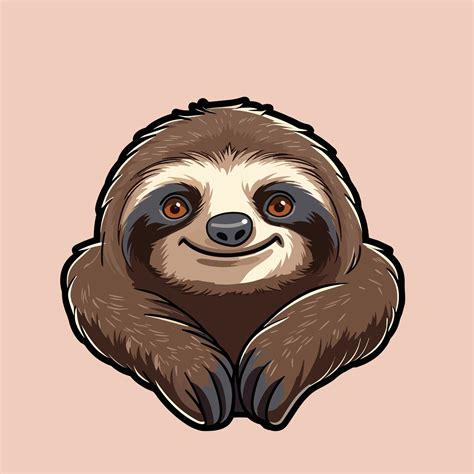 Sloth head face portrait beige fur cartoon style vector 25948921 Vector Art at Vecteezy