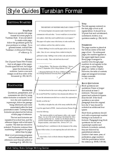 Style Guides: Turabian Format | Note (Typography) | A Manual For ...