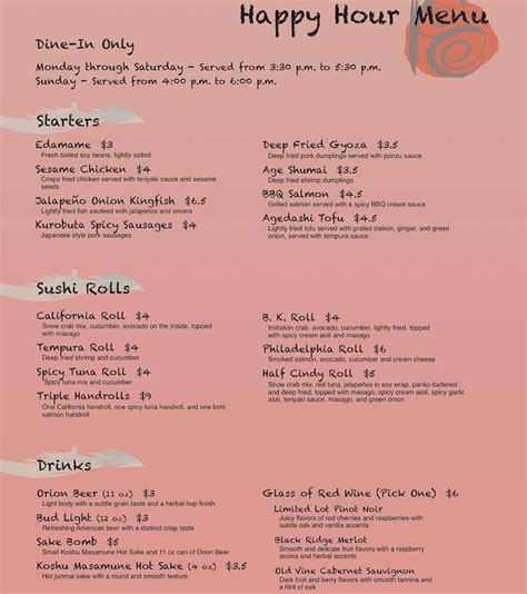 Ju Hachi by Taka Watanabe - Sushi Restaurant in Sac Happy Hour Menu ...