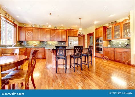 Luxury Large Cherry Wood Kitchen Stock Image - Image of room, kitchen: 27132983