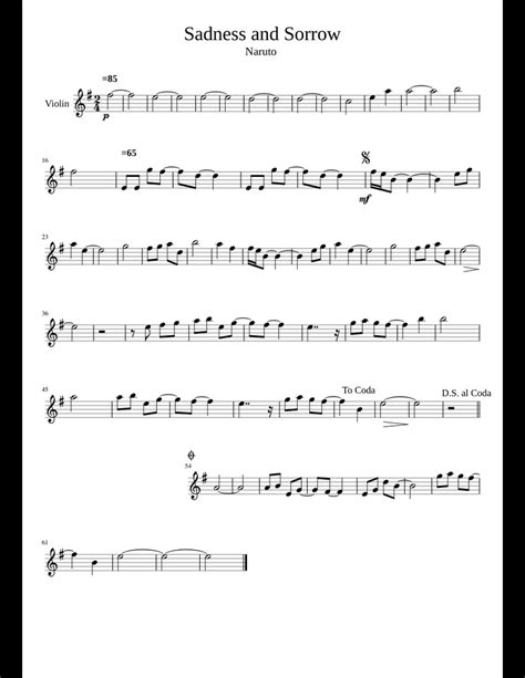 Sadness and Sorrow Violin sheet music for Violin download free in PDF ...