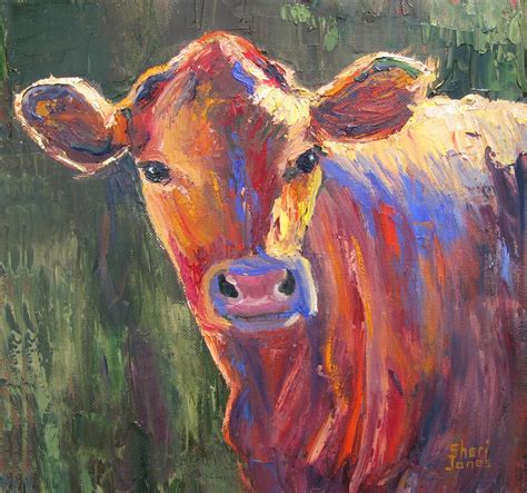 Painted Cow, Contemporary Cow Painting by Sheri Jones