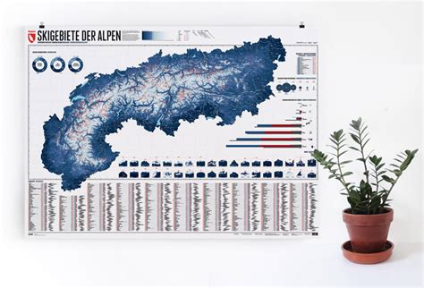 Map of the Alps with 633 ski resorts on Behance